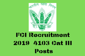FCI Recruitment 2019 : 4103 JE Posts
