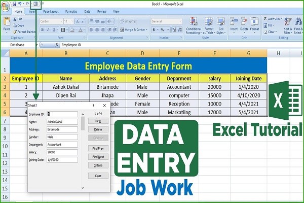 Excel Sheet Typing Work Data Entry Job