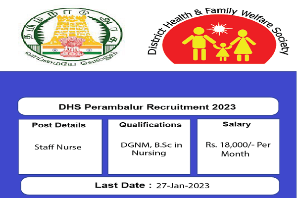 DHS Perambalur Staff Nurse Recruitment 2023